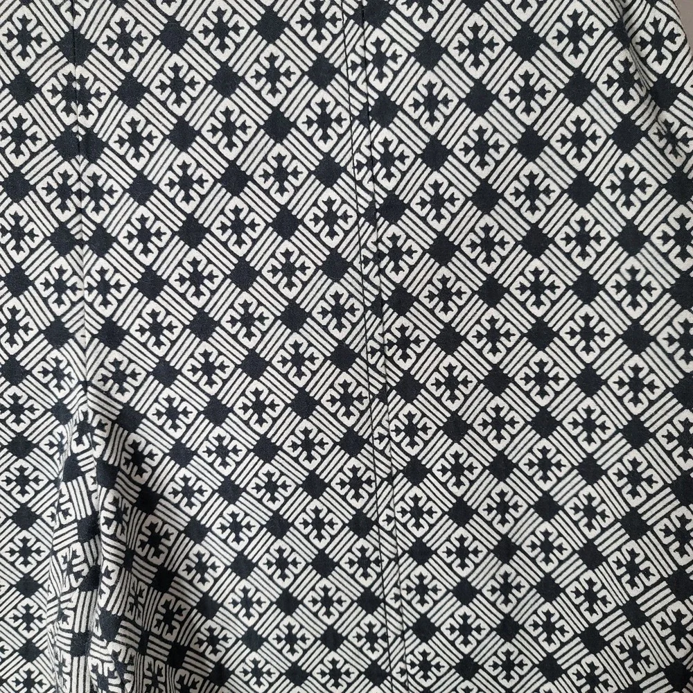 Tory Burch Jacquard Pants Stretch‎ Flat Front Geometric 8 Black Gray Work Casual